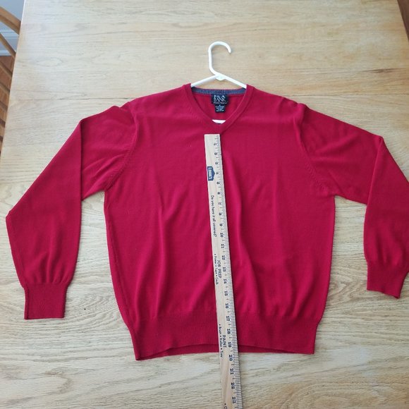 JOS A BANK Signature Collection Mens Red Merino Wool Sweater M EUC - Picture 5 of 7